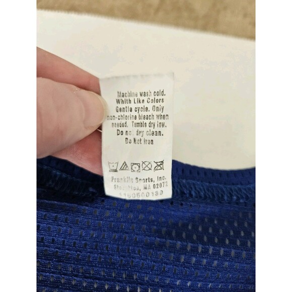 Franklin Youth Boys Medium Giants Mesh Blue Short Sleeve Top Jersey V Neck - Picture 4 of 7